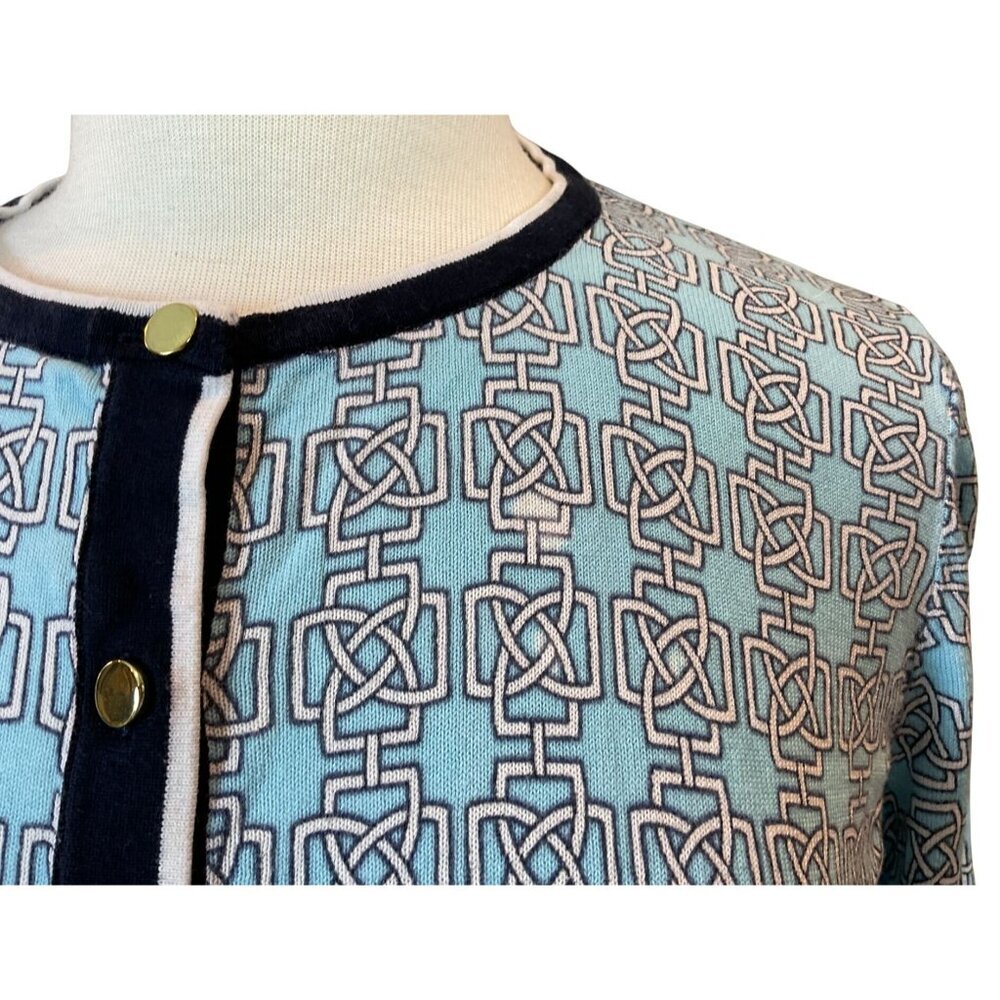 Jones New York Collection 3/4 Sleeve Geometric Print Cardigan Sweater Size L - Picture 3 of 8